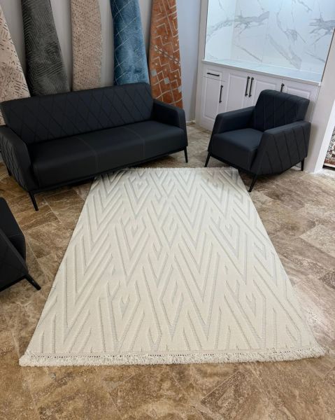 Mono Serisi Krem Renk Tozumaz Natural Dokuma Halı L-1118 160x230 (4 mt2)