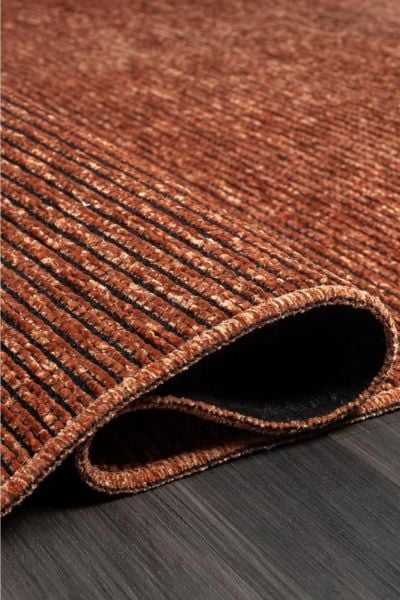 Zett Serisi Kiremit Pamuklu Yıkanabilir Kaymaz Taban Dokuma Kilim 160x230