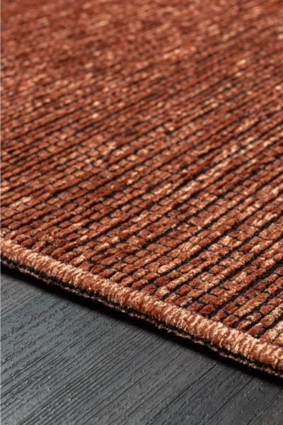 Zett Serisi Kiremit Pamuklu Yıkanabilir Kaymaz Taban Dokuma Kilim 160x230