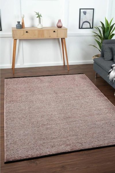 Zett Serisi Mürdüm Pamuklu Yıkanabilir Kaymaz Taban Dokuma Kilim 120x180