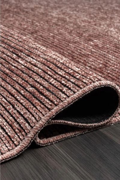 Zett Serisi Mürdüm Pamuklu Yıkanabilir Kaymaz Taban Dokuma Kilim 120x180