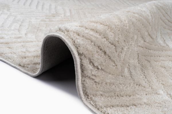 Stella Serisi Krem Renk Balıksırtı Desen Yumuşak Makine Halısı S-0203